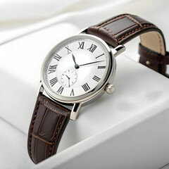 classic analogue watch with white background