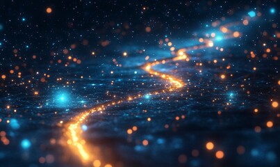 Fototapeta premium Glowing path through night sky effect