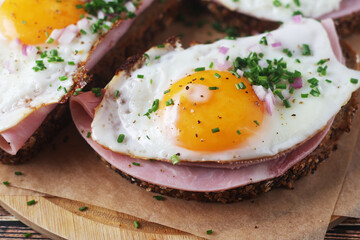 The Strammer Max sandwich, traditional dish in Germany Berlin and Saxon region