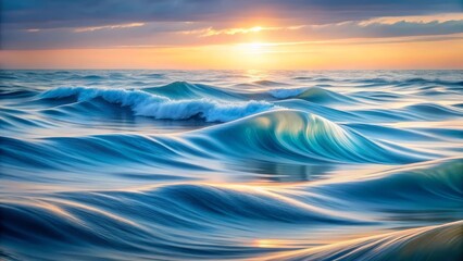 Obraz premium Serene Ocean Waves Under Vibrant Sunset Light Reflection