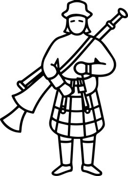 recommend clip art: bagpiper in traditional dress outline vector illustration