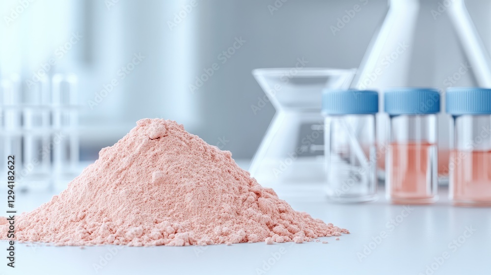 Poster powdered substance used in laboratory experiments with equipment and solutions in a modern science f