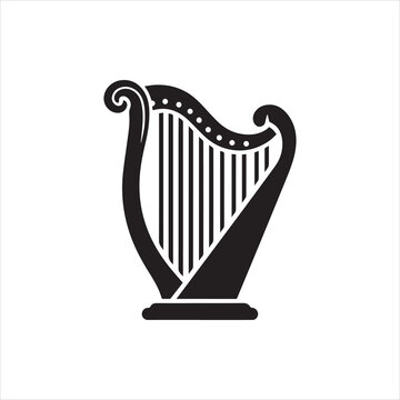 recommend clip art: Harp musical instrument silhouette vector art illustration on white background