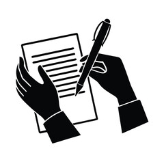 Focused hands silhouette expertly signing a document with precise strokes