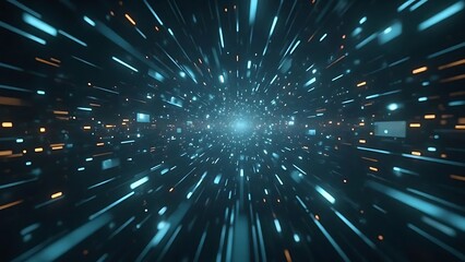 Naklejka premium Abstract Light Trails: Glowing Lines and Particles in Motion