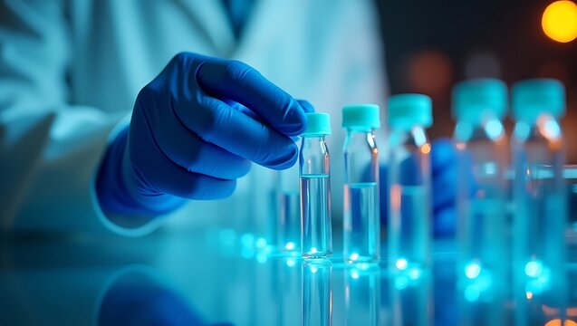 Scientist hands close-up nanomaterial nanotec nanotechnology conducting research fiber microfiber microbiology medicine healthcare pharma production lab laboratory science chemistry genetic genest