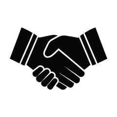 Vibrant silhouette hands shaking agreement on clean white background