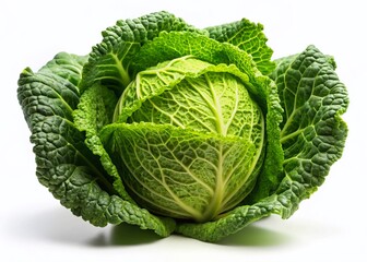 Minimalist Green Pointed Cabbage Isolated on White Background - Fresh Vegetable Stock Photo