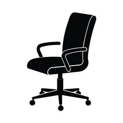 Sturdy office chair silhouette with wheels offering ergonomic comfort on white for work