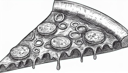 sketch hand drawn illustration piece of pizza