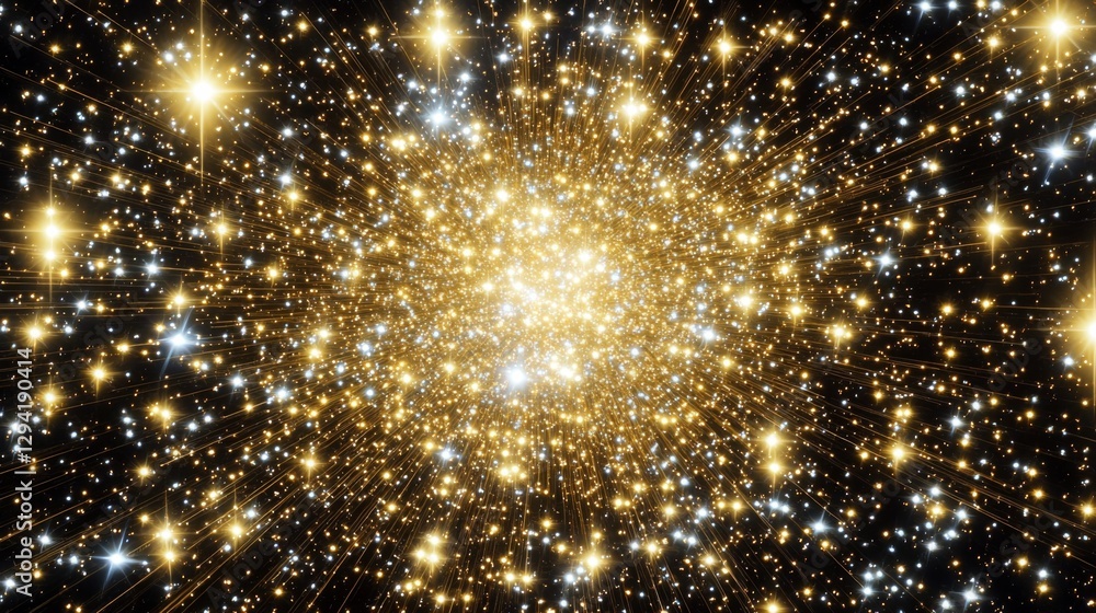 Aufkleber bright explosion of golden stars and cosmic light in deep space creating a mesmerizing visual effect