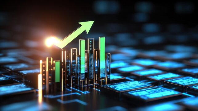 Financial graph showcasing business growth trends digital space