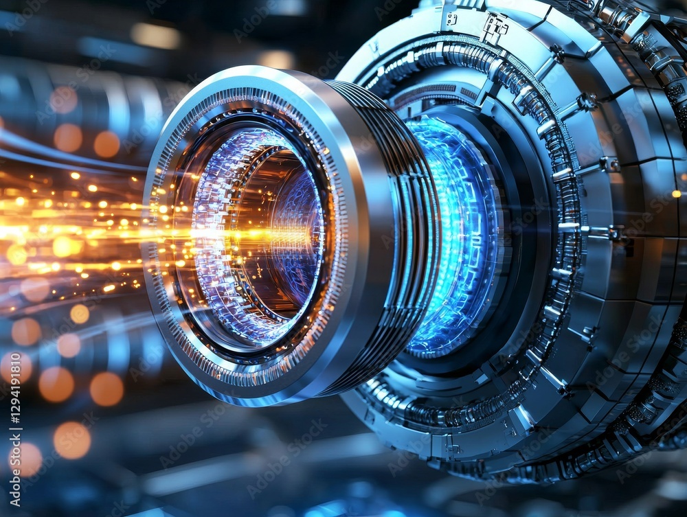Poster futuristic technology data stream high-energy pulse cybernetic lab digital image advanced environmen