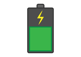 Batería a media carga de color verde y negro