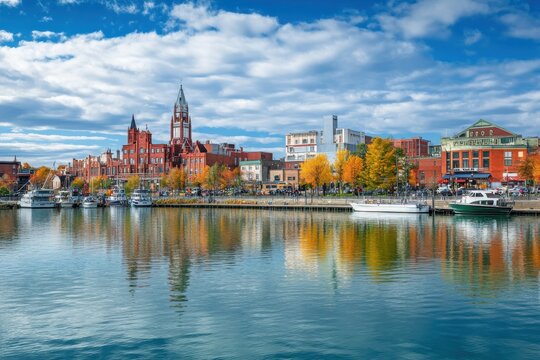 Erie, Pennsylvania Skyline - City Landscape with Downtown Architecture