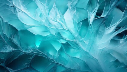 turquoise ice patterns and cracks creating abstract ice texture