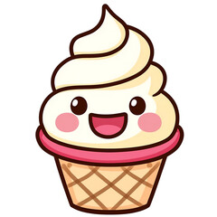Cute Cartoon Ice Cream Cone ,transparent background