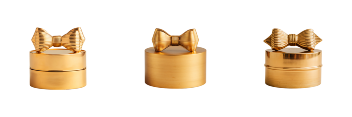 Elegant Golden Cylinder with Intricate Bow Design