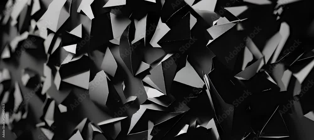 Poster dynamic abstract geometric shapes transforming in monochrome motion animation