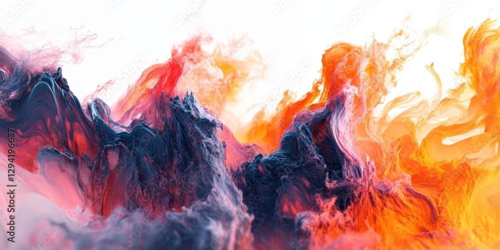 Poster vibrant colors swirl and blend to create an abstract representation of fire and smoke in a dynamic d