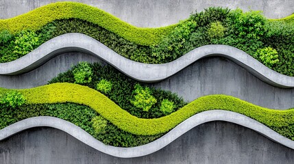 modern green wall design with organic patterns and lush foliage