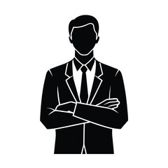 Bold office worker silhouette displaying crossed arms with confident stance today