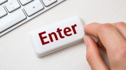 Hand Pressing Enter Button On Keyboard