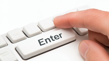 Hand Pressing Enter Key On White Keyboard