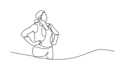Singleline Drawing Woman Posture Contemplative Relaxed Confident Powerful Strong Hopeful Dreamy Sere