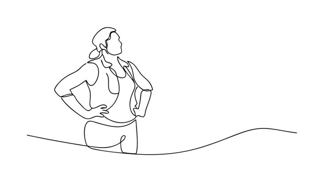 Singleline Drawing Woman Posture Contemplative Relaxed Confident Powerful Strong Hopeful Dreamy Sere