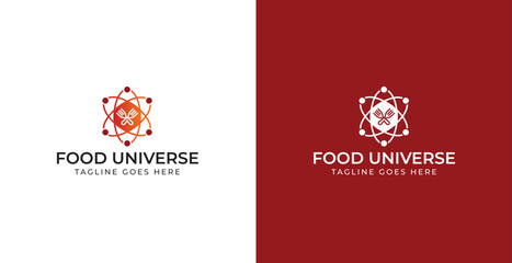 food galaxy planet flat minimalist logo design
