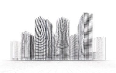 Fototapeta premium Cityscape architectural design. Future buildings for city skyline. Design concept for architecture firms