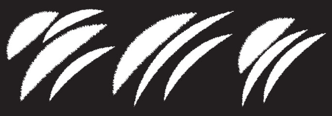 Black animal claw marks. Predator claw marks. Realistic set of animal claws.