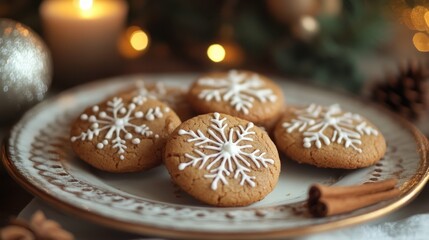 Gingersnap Cookies. Warm Baked Biscuits with Cinnamon Flavor for Christmas