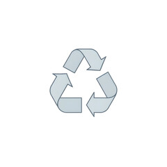 Gray recycling symbol on a clean white background, isolated for eco-friendly designs
