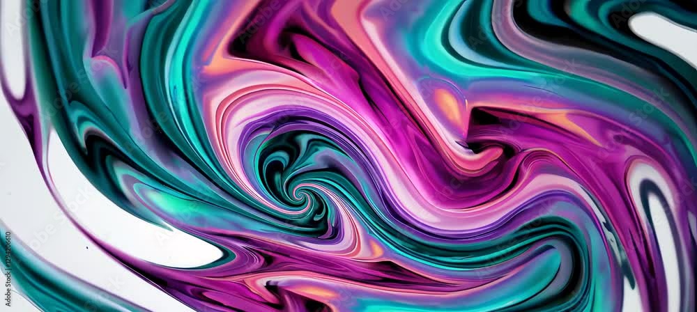 Poster dynamic flow of colorful abstract ink swirls creating vibrant artistic patterns in motion
