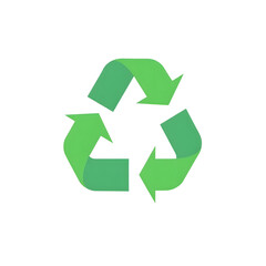 Green recycling symbol on a clean white background, isolated for eco-friendly designs