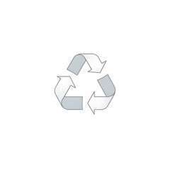 Gray recycling symbol on a clean white background, isolated for eco-friendly designs