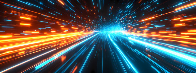 Neon Light Speed Highway with Cyber Glow