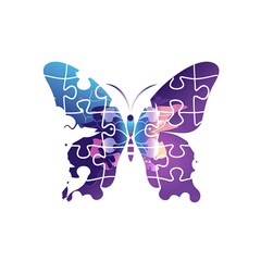 Creative Butterfly Puzzle Logo &ndash; Abstract Gradient Jigsaw Design for Branding & Inspiration