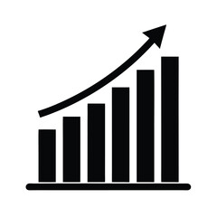 Vibrant rising trend bar graph silhouette clearly showcasing business growth data