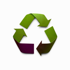 3D Green recycling symbol on a clean white background, isolated for eco-friendly designs