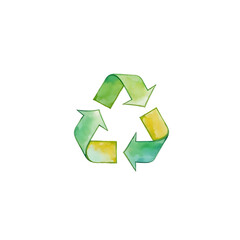 Obraz premium Watercolor green recycling symbol on a clean white background, isolated for eco-friendly designs