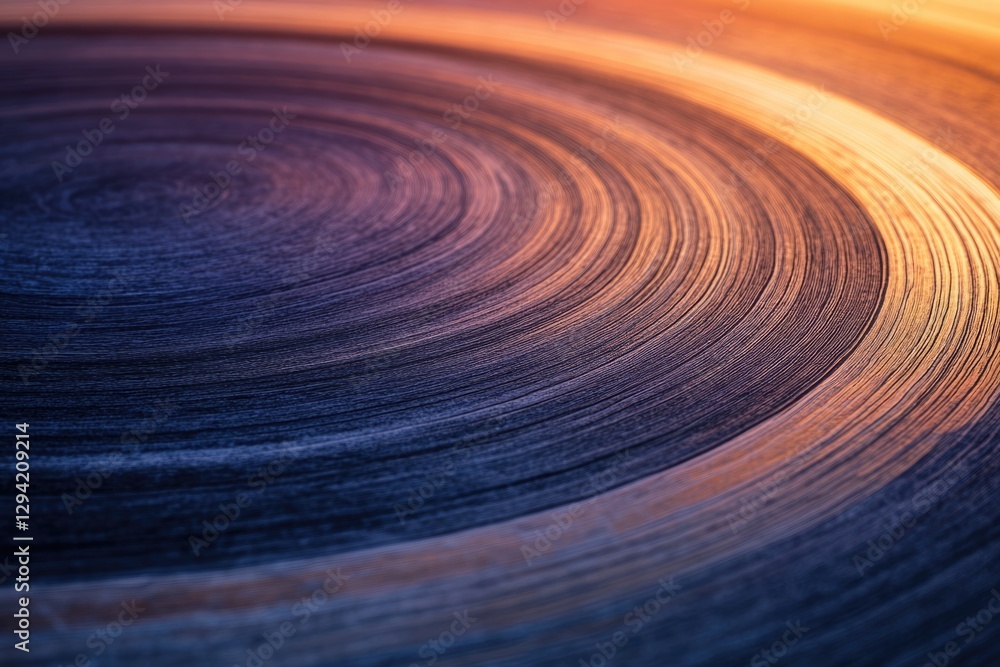 Poster abstract image of concentric circles with warm sunset hues, creating a mesmerizing texture.