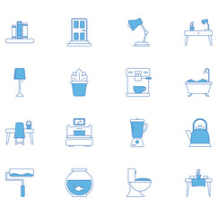 Naklejka premium Vector icon set of household utensils on white background