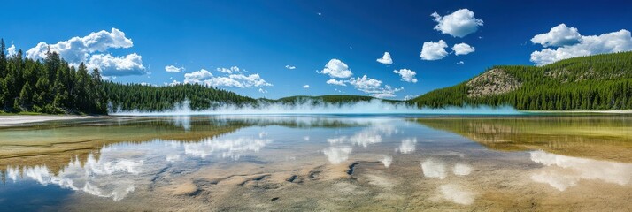 Fototapeta premium Grand Prismatic Spring in Yellowstone National Park. Natural Emerald Spring in Wyoming