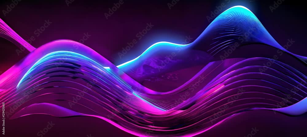 Poster mesmerizing multicolored light waves creating dynamic movement across a vibrant dark background