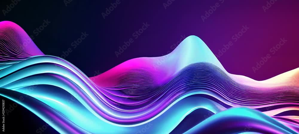 Poster vibrant abstract waves showcasing energetic flow and dynamic color movement