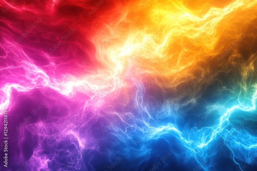 Poster colorful abstract lightning backdrop creating dynamic energy patterns in vivid hues