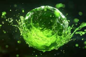 Green Ooze Anti-Gravity Ball with Neon Texture and Three-Dimensional Float